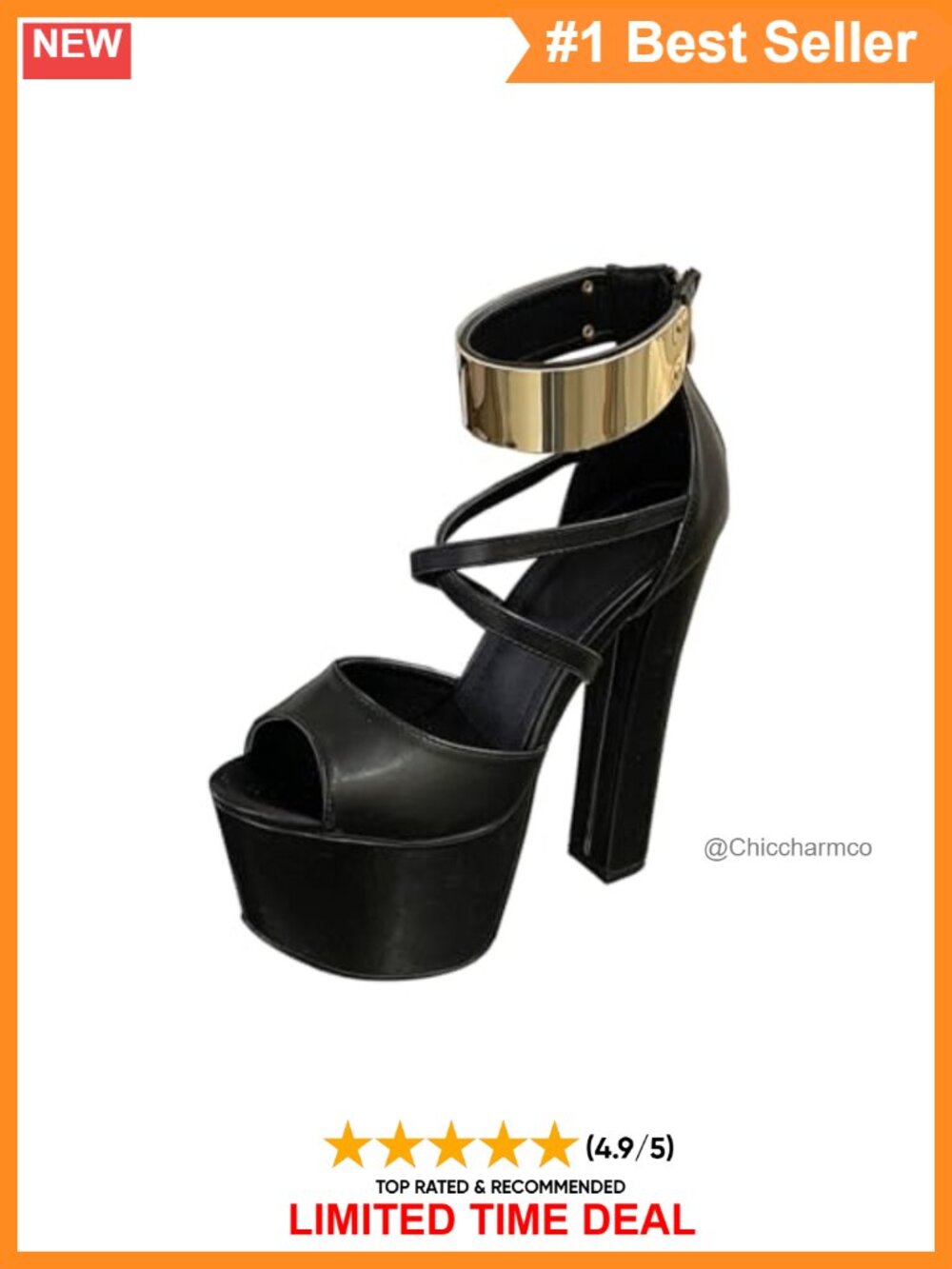 Faux Leather Strappy Platform Open Toe Block Heels 6.3IN